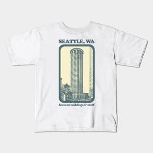 Seattle // Home to buildings & stuff // Humorous Tourism Spoof Design Kids T-Shirt